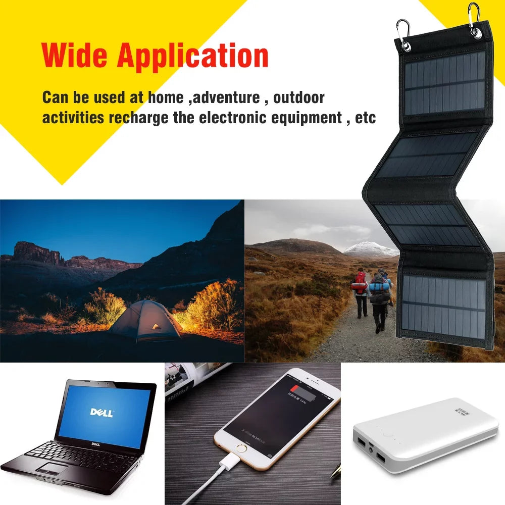 DFITO Power Hiking Charger Charger Folding Bank, for Solar exterior Kit, 80W Panel Sun Solar Panel Phone USB Power Camping Portable