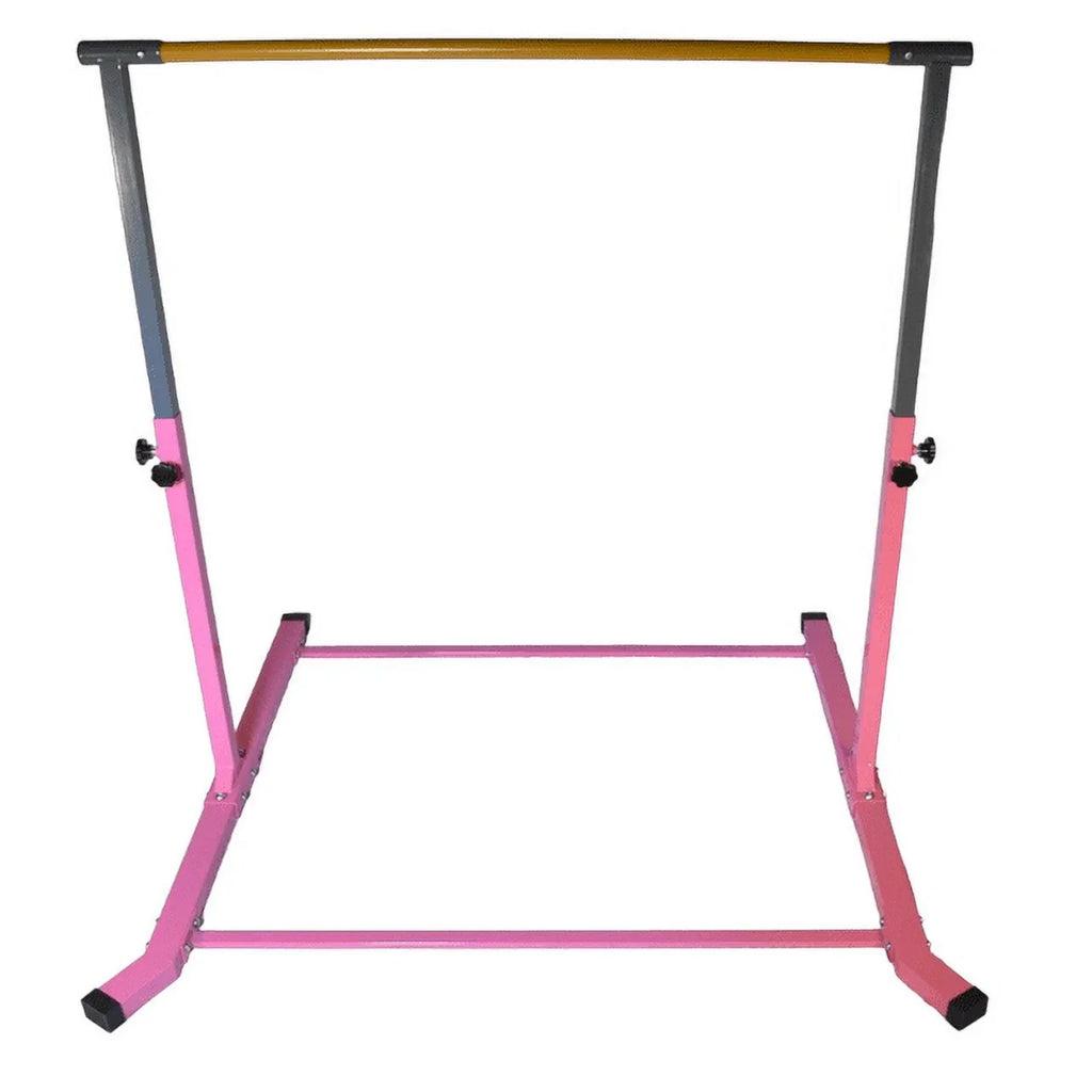 Durable Kip Gym, for Adjustable Bar Legs Junior Training - 5 Strong Duty Bar Gymnastic Star-TD Pink 3-5FT Equipment, and with Horizontal Heavy Curved Kids Home