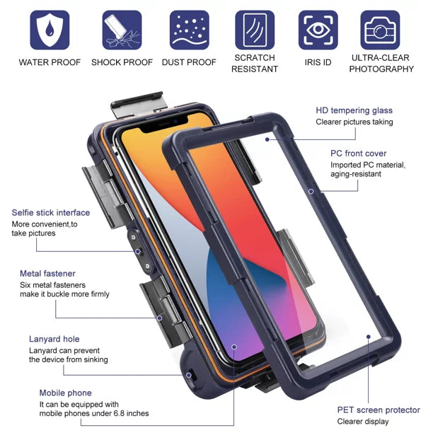 to Protective LCD Inch for Phones Case [15m/50ft] Professional nova Diving Snorkeling Underwater all UrbanX Waterproof Surfing Video And Housing with 6.9 Up 5z Lanyard Photo Swimming