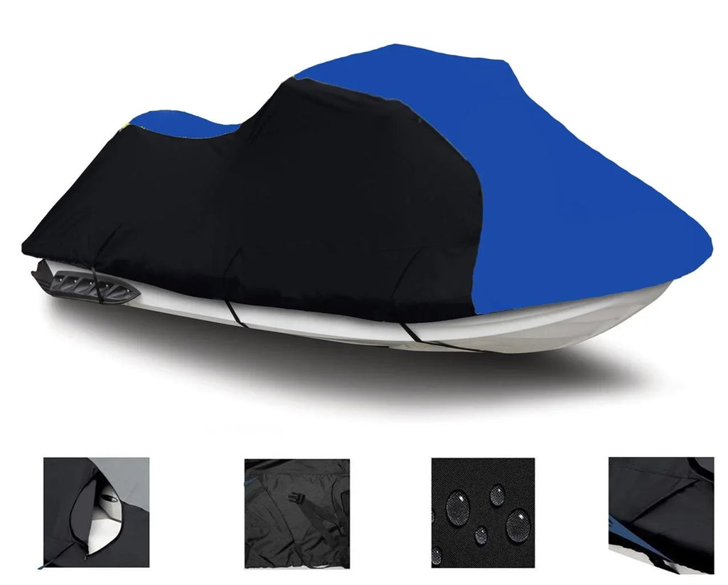 2022 Waverunner VX 2016 2020 600 Compatible Jet Yamaha PWC Cover 2018 DENIER BLACK Ski 2017 Cover BLUE HO 2019 HEAVY-DUTY, 2021 Cruiser for / Jetski